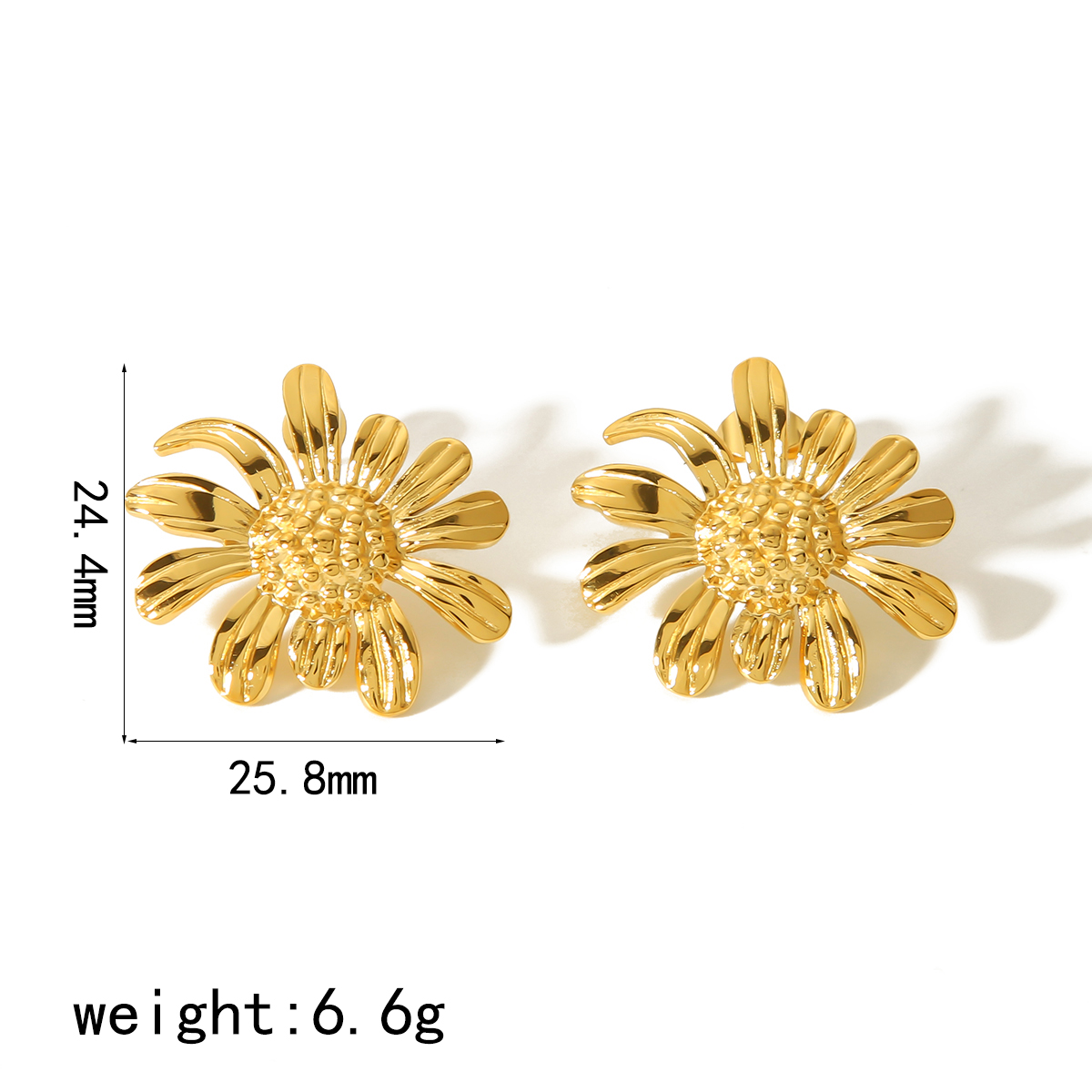 Stainless Steel 18K Gold Plated Casual Vacation Classic Style Chrysanthemum Daisy Polishing Plating Rings Necklace display picture 5