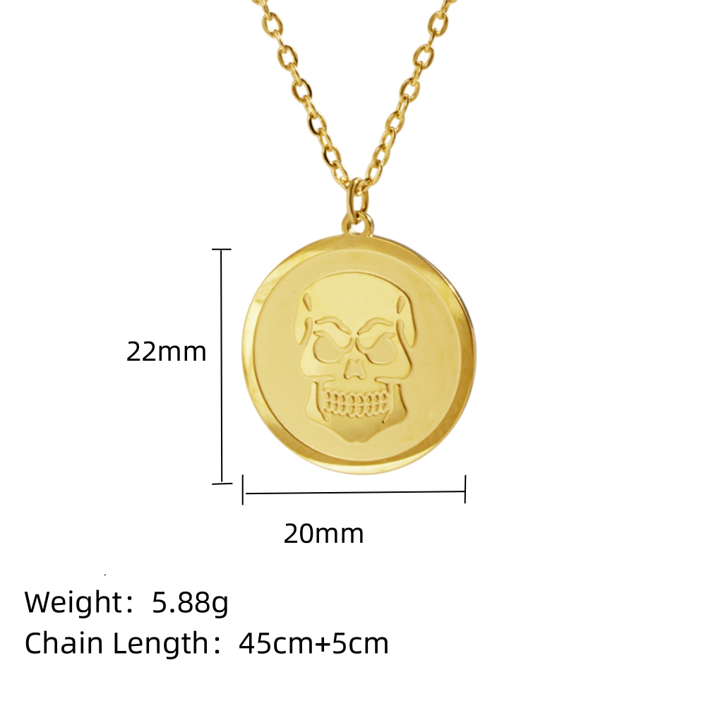 Acier Inoxydable 304 Plaqué Or 18K Style Cool Polissage Crâne Pendentif display picture 1