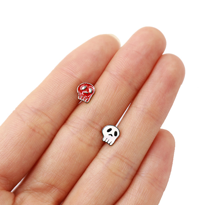 1 Piece Cute Wedding Pastoral Grimace Epoxy Stainless Steel Copper White Gold Plated Ear Studs display picture 7