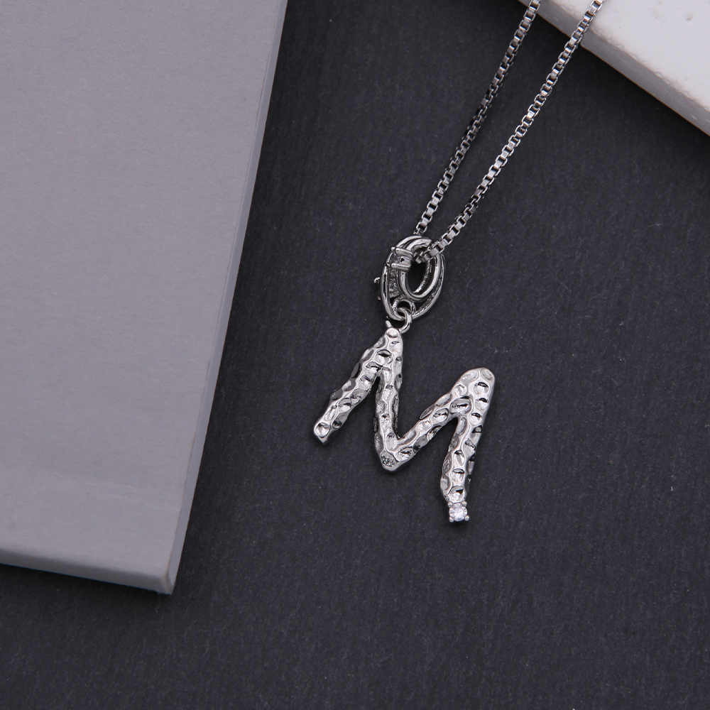 Copper White Gold Plated Simple Style Shiny Letter Inlay Zircon Pendant Necklace display picture 18