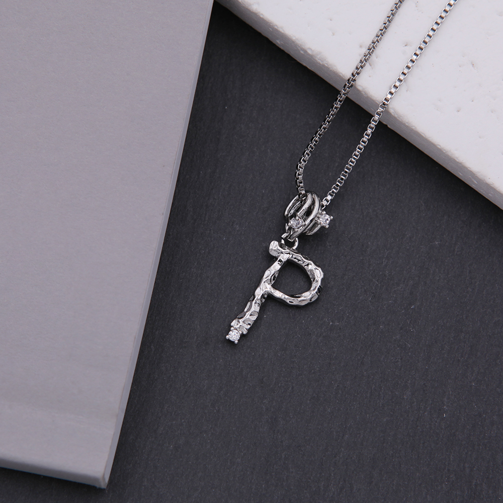 Copper White Gold Plated Simple Style Shiny Letter Inlay Zircon Pendant Necklace display picture 21