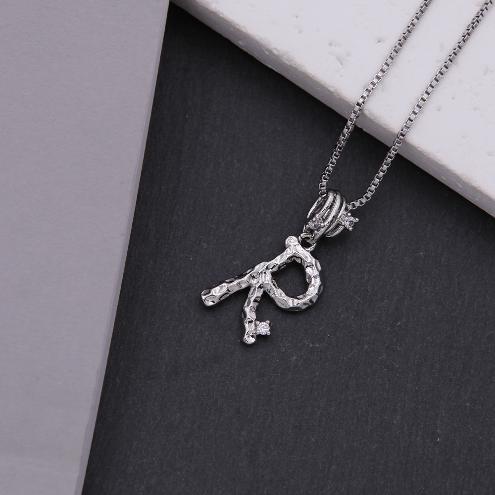 Copper White Gold Plated Simple Style Shiny Letter Inlay Zircon Pendant Necklace display picture 19