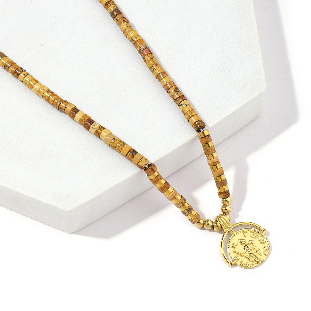 Acero Inoxidable Chapados en oro de 18k Estilo Romano Geométrico Collar display picture 1