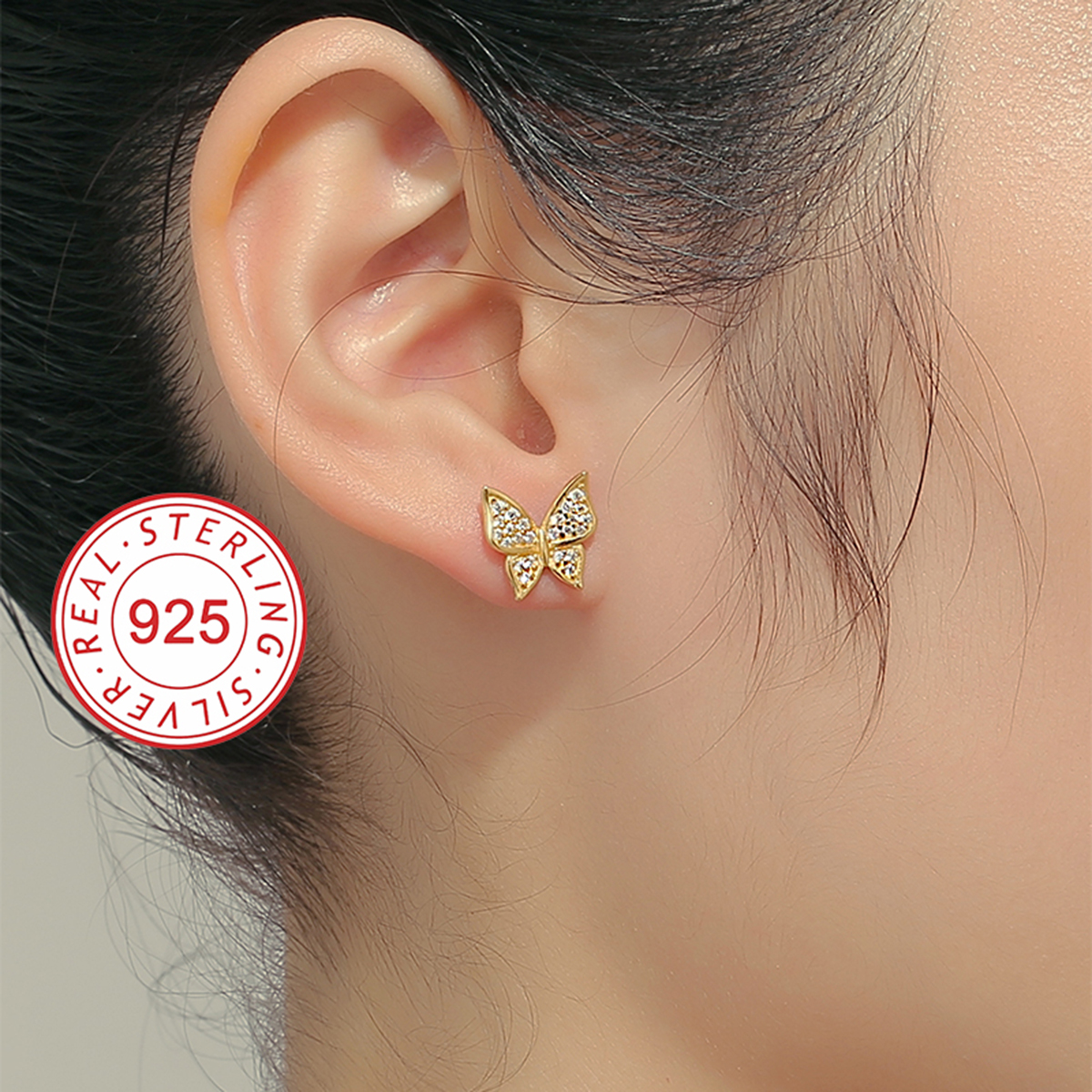 Einfacher Stil Klassischer Stil Einfarbig Sterling Silber Inlay Zirkon Mädchen Ohrringe display picture 10