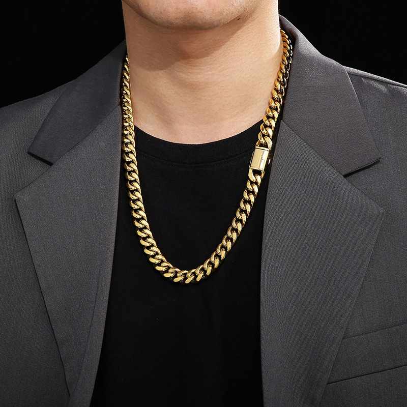 Acero Inoxidable Chapados en oro de 18k Hip Hop Color Sólido Pulsera Collar display picture 2