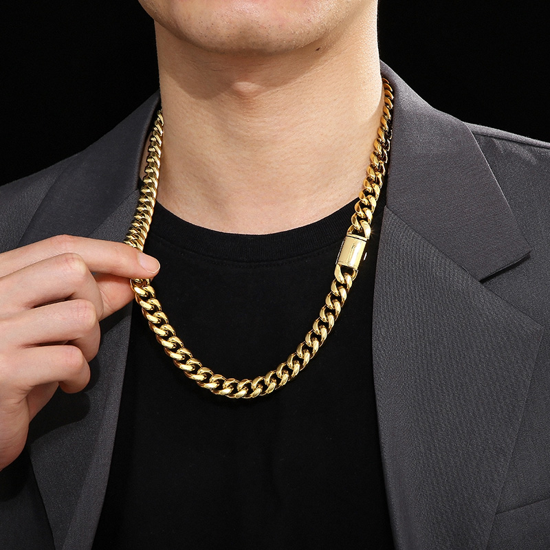 Acero Inoxidable Chapados en oro de 18k Hip Hop Color Sólido Pulsera Collar display picture 1