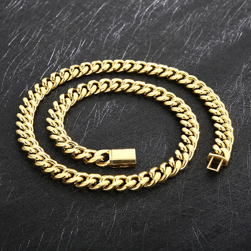 Rostfreier Stahl 18 Karat Vergoldet Hip Hop Einfarbig Armbänder Halskette display picture 7