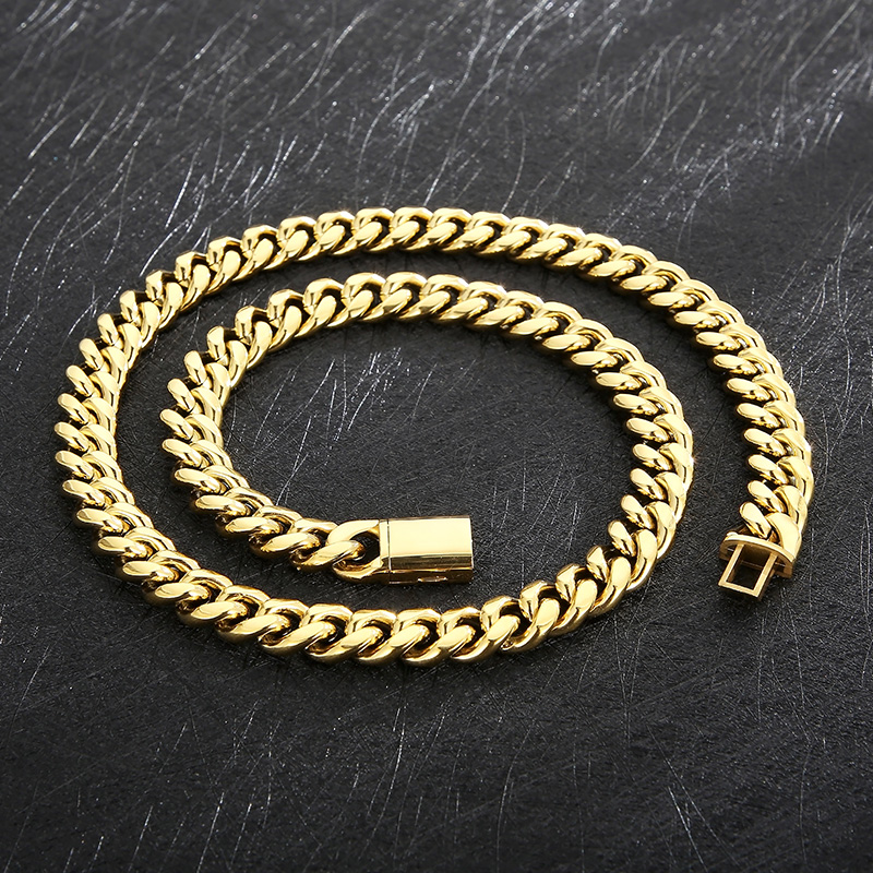 Stainless Steel 18K Gold Plated Hip-Hop Solid Color Bracelets Necklace display picture 7