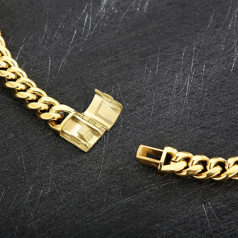 Acero Inoxidable Chapados en oro de 18k Hip Hop Color Sólido Pulsera Collar display picture 6