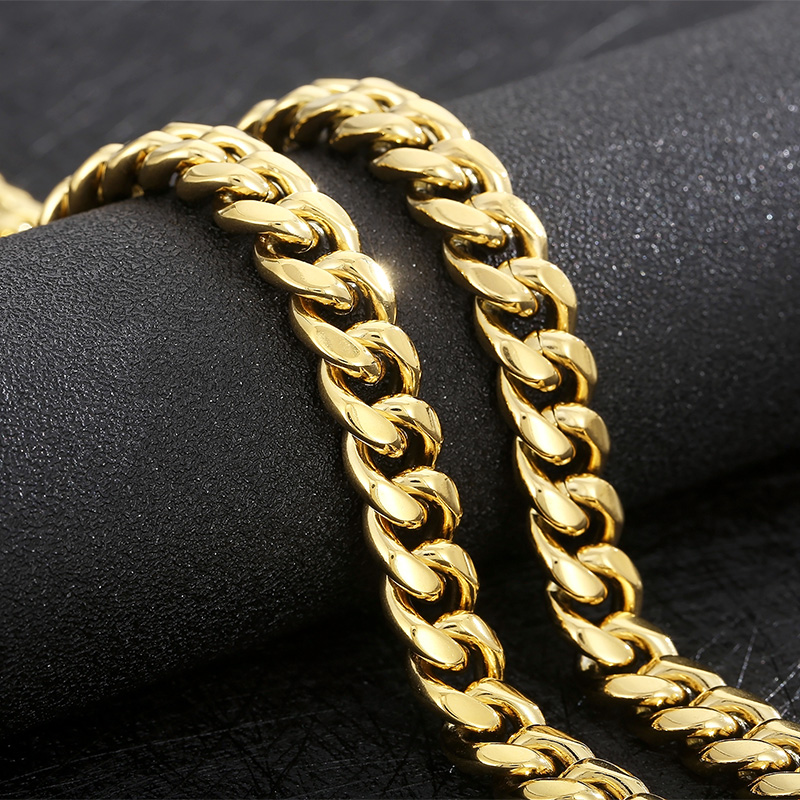 Stainless Steel 18K Gold Plated Hip-Hop Solid Color Bracelets Necklace display picture 8