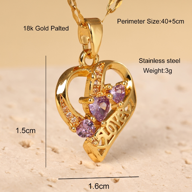 Stainless Steel 18K Gold Plated Casual Simple Style Heart Shape Zircon Pendant Necklace display picture 2