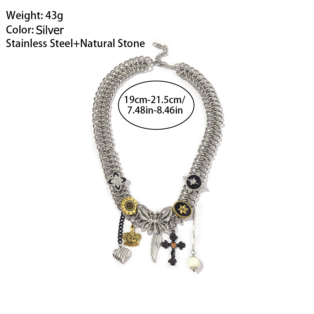 201 Stainless Steel 18K Gold Plated Punk Vintage Style Polishing Plating Cross Crown Necklace display picture 2