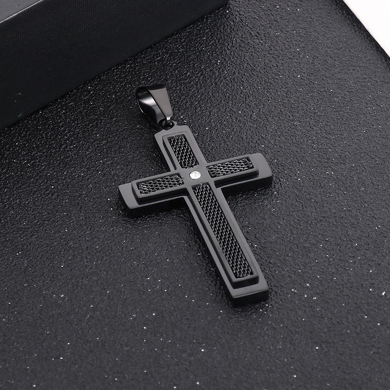 1 Piece 28 * 47mm Stainless Steel Rhinestones Cross Polished Pendant Chain display picture 11