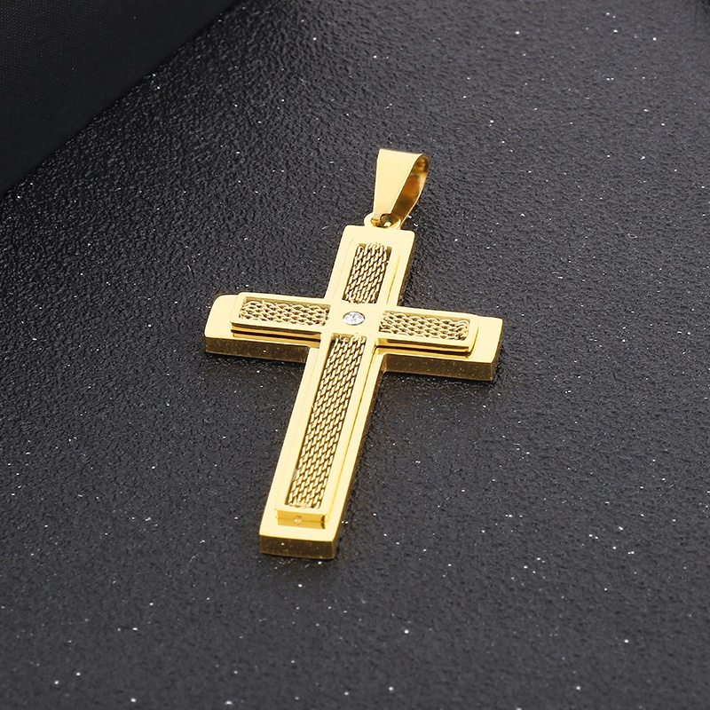 1 Piece 28 * 47mm Stainless Steel Rhinestones Cross Polished Pendant Chain display picture 9