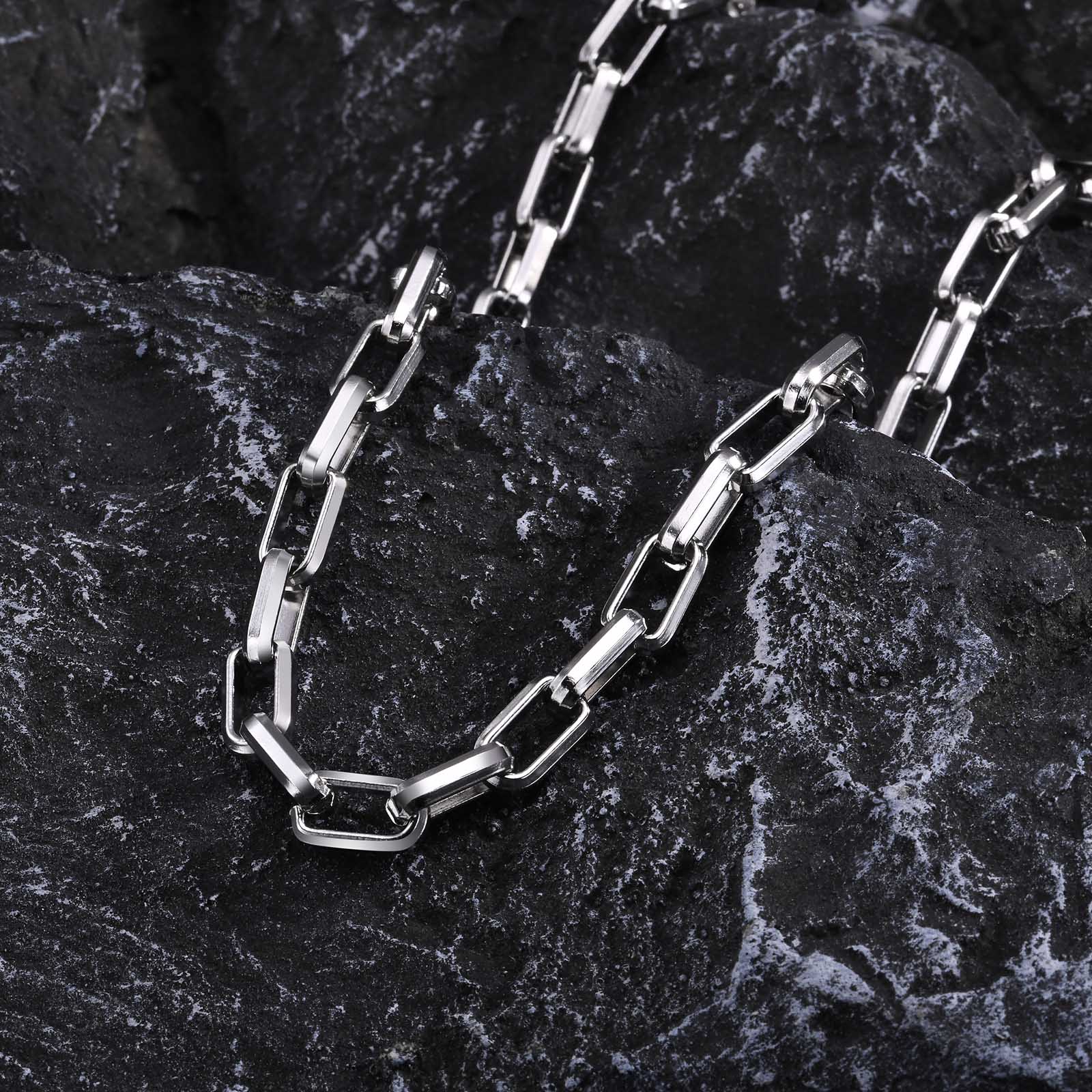 Rostfreier Stahl Felsen Einfacher Stil Strassenmode Einfarbig Armbänder Halskette display picture 4