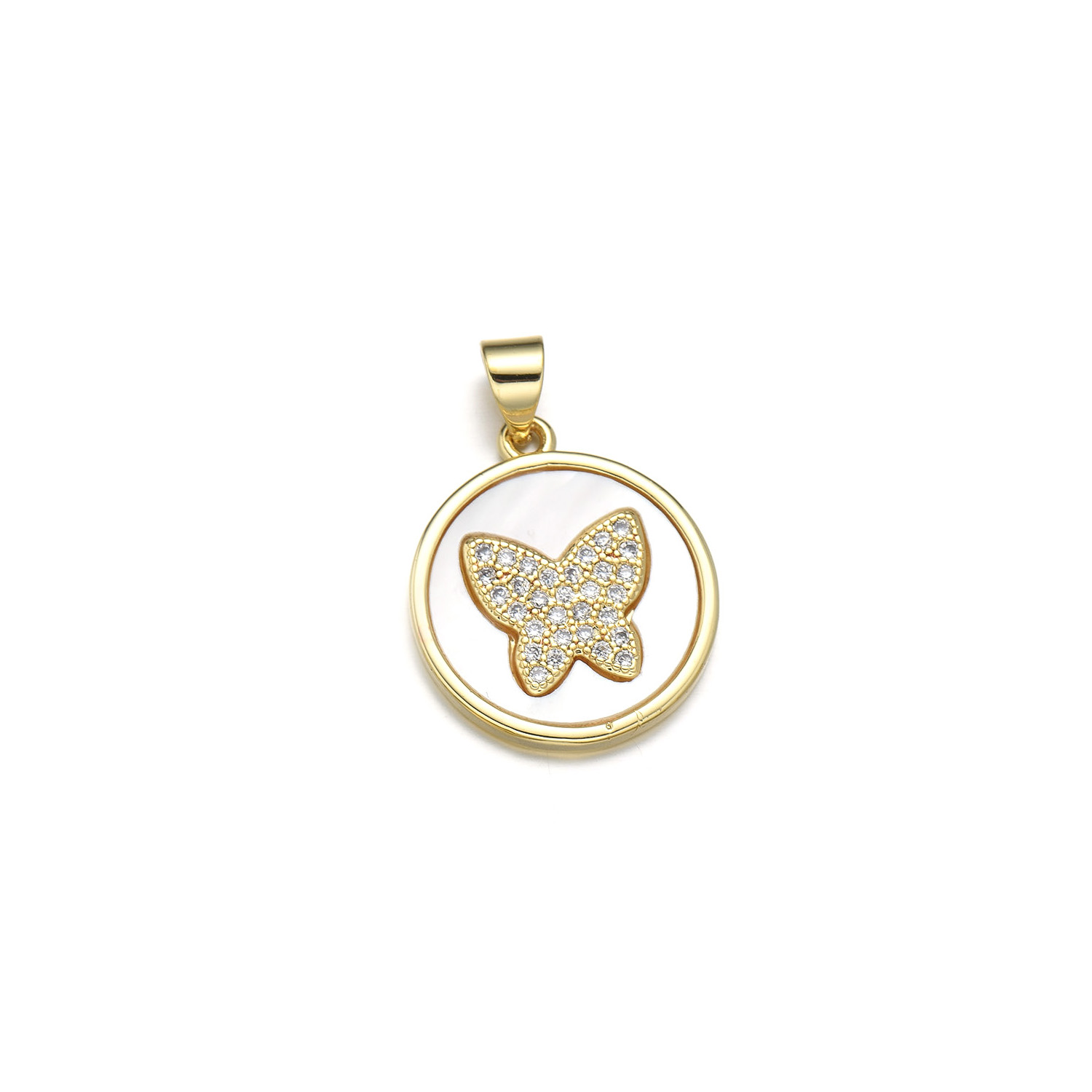 1 Piece 22 * 25mm 22 * 27mm 27 * 22mm Copper Zircon 18K Gold Plated Butterfly Polished Pendant display picture 5