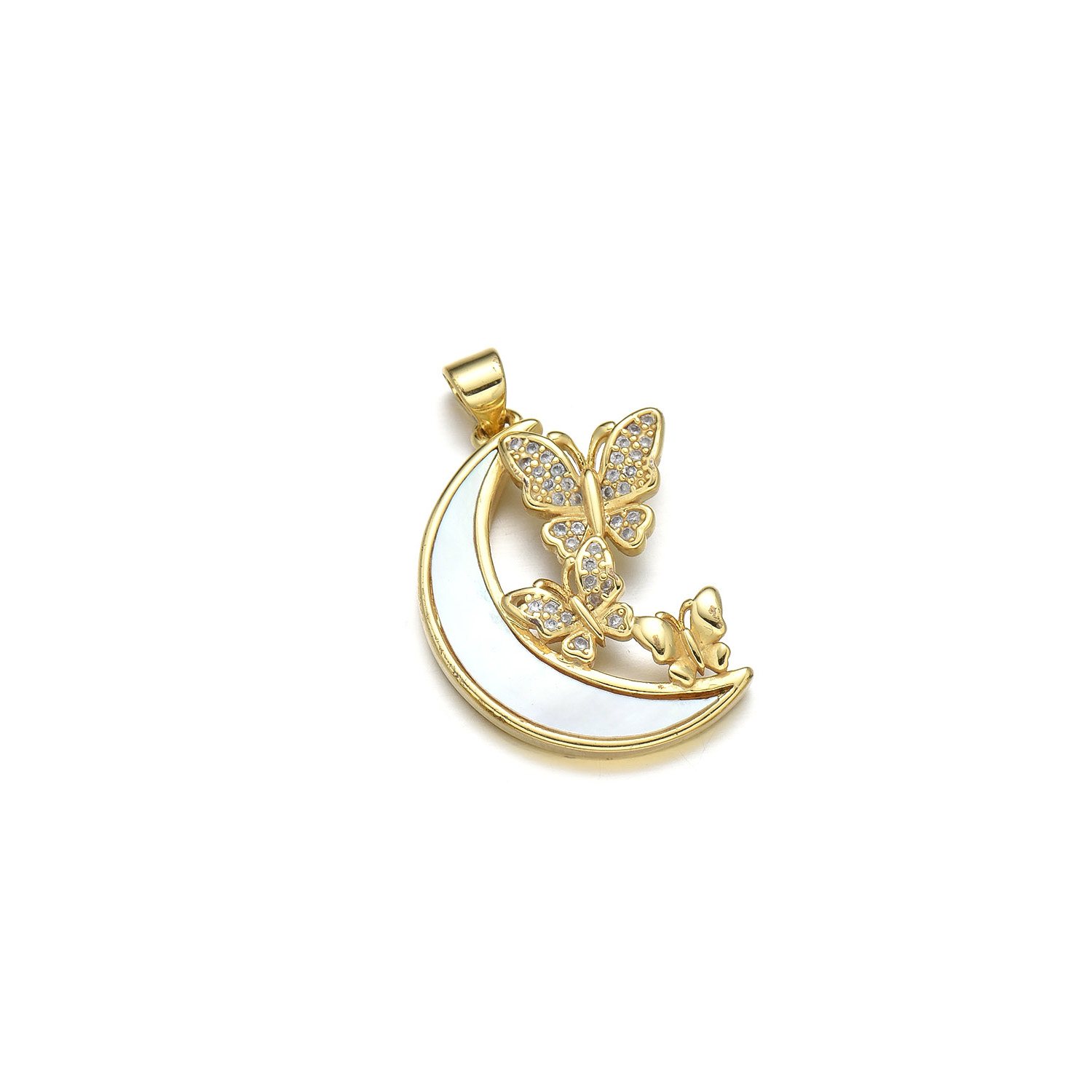 1 Piece 22 * 25mm 22 * 27mm 27 * 22mm Copper Zircon 18K Gold Plated Butterfly Polished Pendant display picture 4
