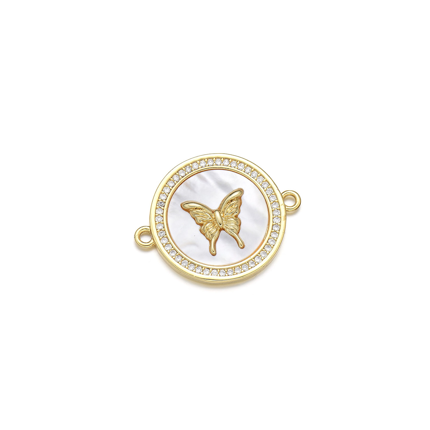 1 Piece 22 * 25mm 22 * 27mm 27 * 22mm Copper Zircon 18K Gold Plated Butterfly Polished Pendant display picture 9