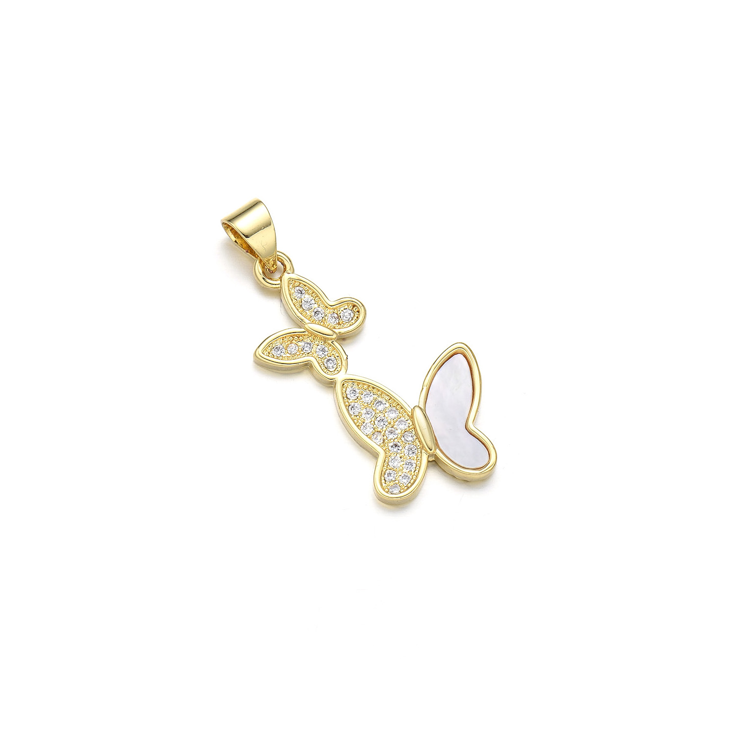 1 Piece 12 * 18mm 15 * 20mm 18 * 24mm Copper Shell Zircon 18K Gold Plated Butterfly Polished Pendant display picture 9
