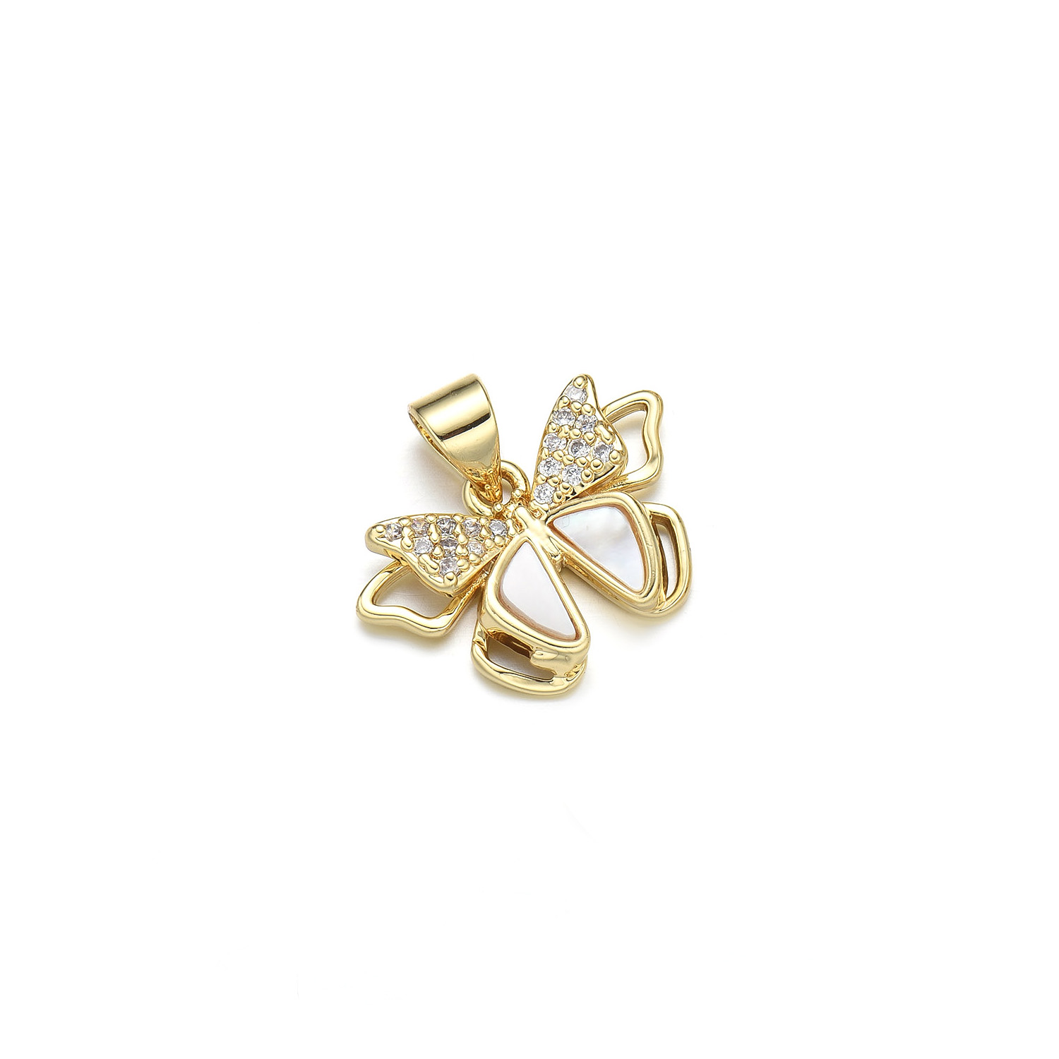 1 Piece 12 * 18mm 15 * 20mm 18 * 24mm Copper Shell Zircon 18K Gold Plated Butterfly Polished Pendant display picture 8