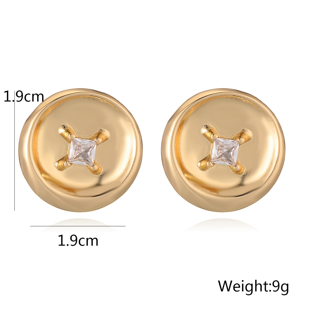 1 Pair Simple Style Commute Round Inlay Copper Zircon 18K Gold Plated Ear Studs display picture 1