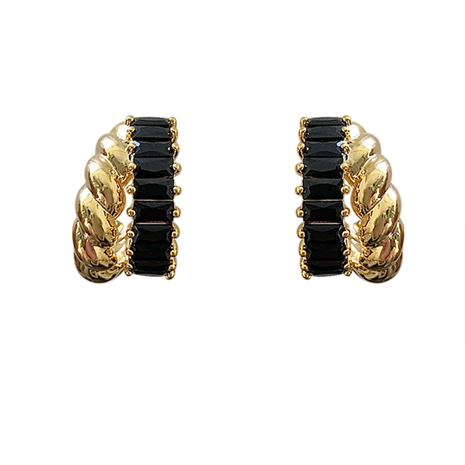 1 Pair Simple Style C Shape Hollow Out Inlay Copper Zircon 18K Gold Plated Ear Studs display picture 2