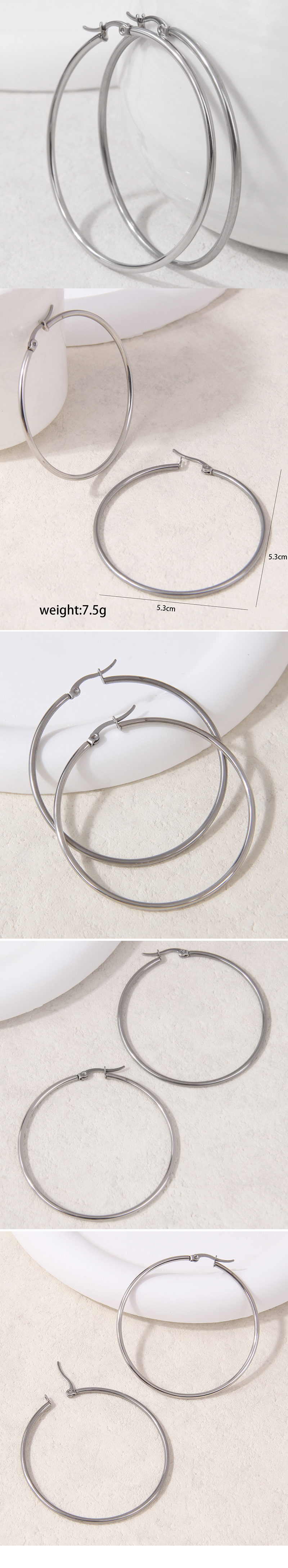 1 Paar Einfacher Stil Klassischer Stil Kreis Edelstahl 304 Reif Ohrringe display picture 1