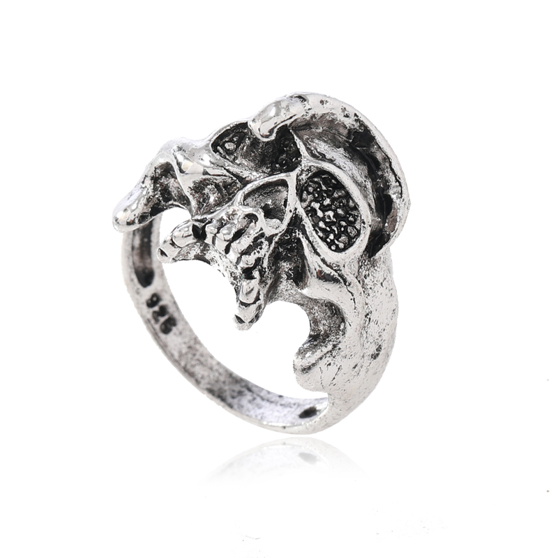 Vintage Style Rock Skull Alloy Silver Plated Men's Rings display picture 1