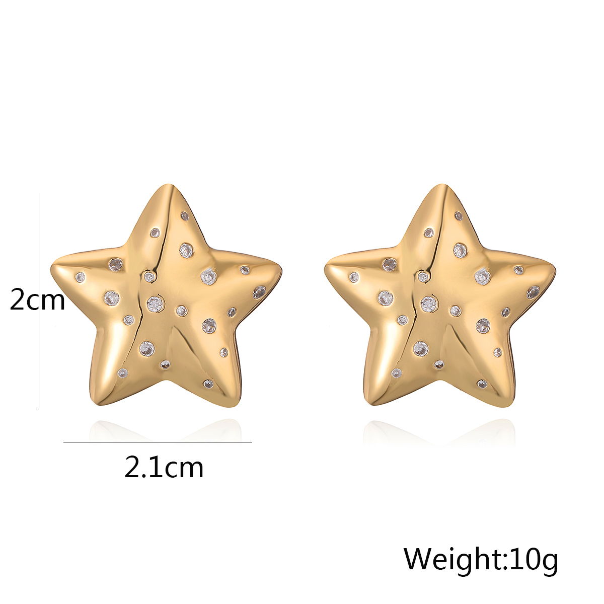 1 Pair Retro Simple Style Commute Pentagram Inlay Copper Zircon 18K Gold Plated Ear Studs display picture 1