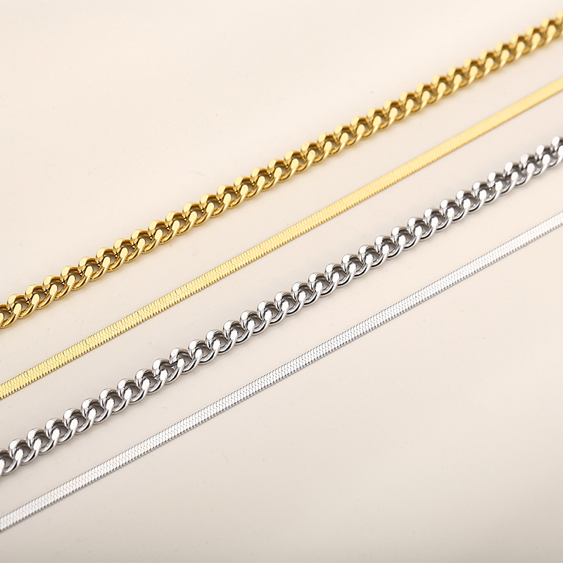 Rostfreier Stahl 18 Karat Vergoldet Einfacher Stil Einfarbig Doppellagige Halsketten display picture 9
