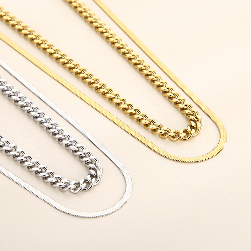 Rostfreier Stahl 18 Karat Vergoldet Einfacher Stil Einfarbig Doppellagige Halsketten display picture 10