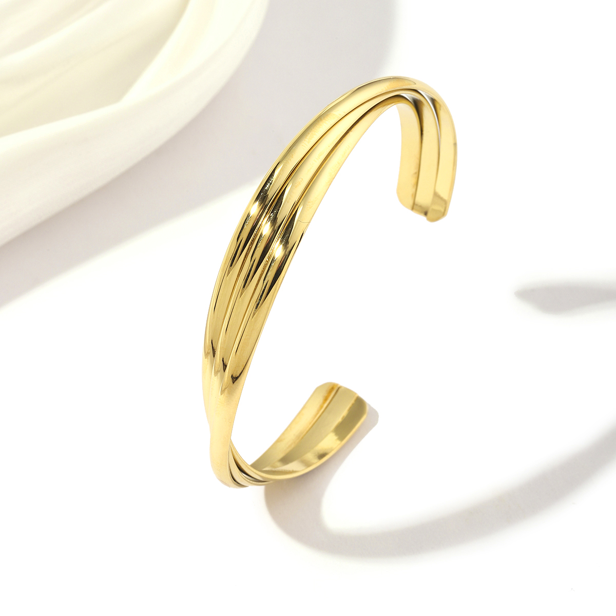 Natural Stone 18K Gold Plated Simple Style Roman Style Plating Solid Color Bangle display picture 1