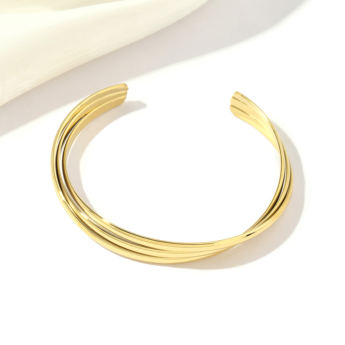 Natural Stone 18K Gold Plated Simple Style Roman Style Plating Solid Color Bangle display picture 2