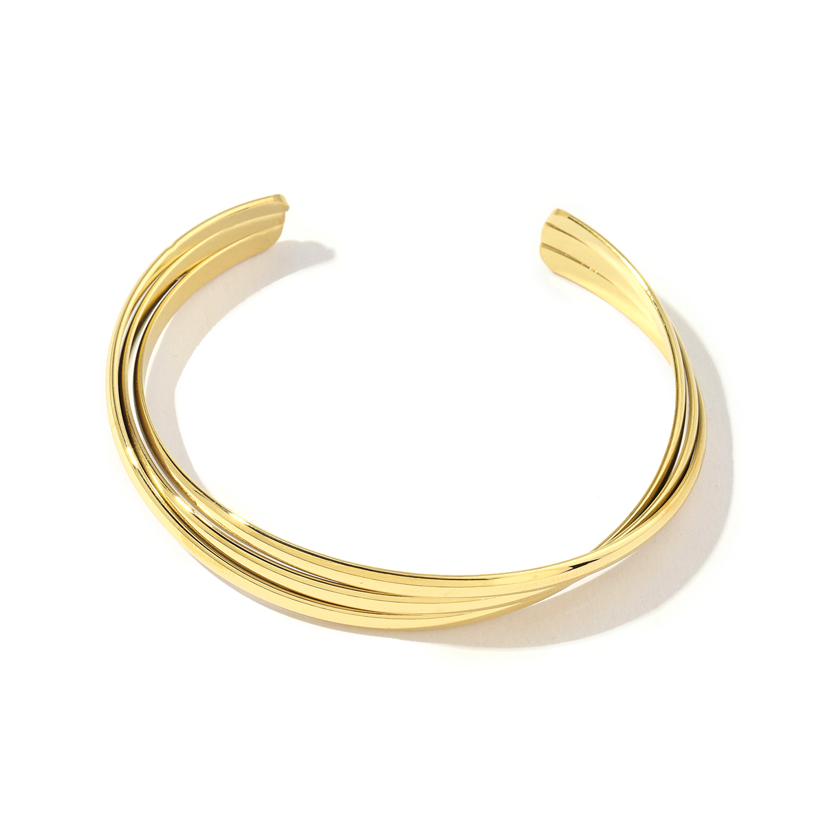 Natural Stone 18K Gold Plated Simple Style Roman Style Plating Solid Color Bangle display picture 5