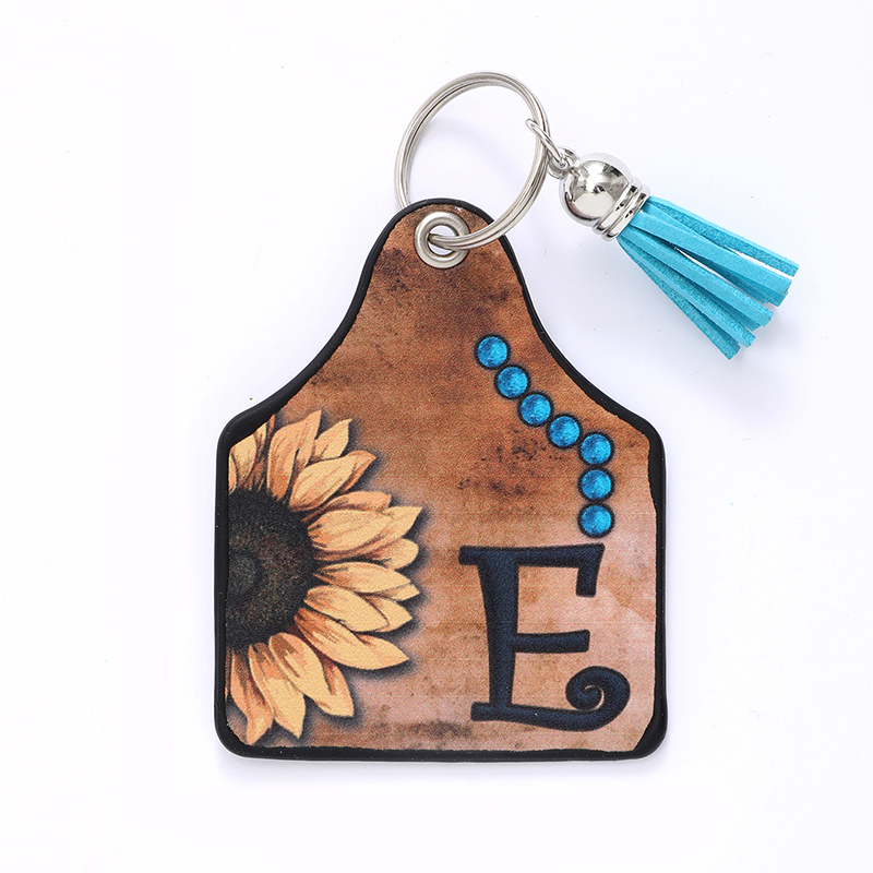 Luxurious Simple Style Commute Sunflower Letter Pu Leather Printing Tassel Bag Pendant Keychain display picture 1