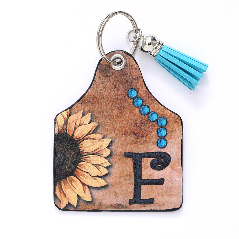 Luxurious Simple Style Commute Sunflower Letter Pu Leather Printing Tassel Bag Pendant Keychain display picture 3