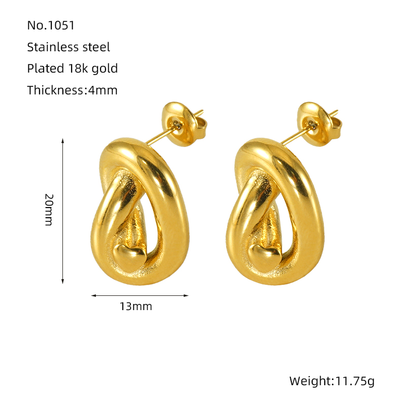 1 Piece Cute Wedding Pastoral Plating 304 Stainless Steel Titanium Steel 18K Gold Plated Earrings Ear Studs display picture 10