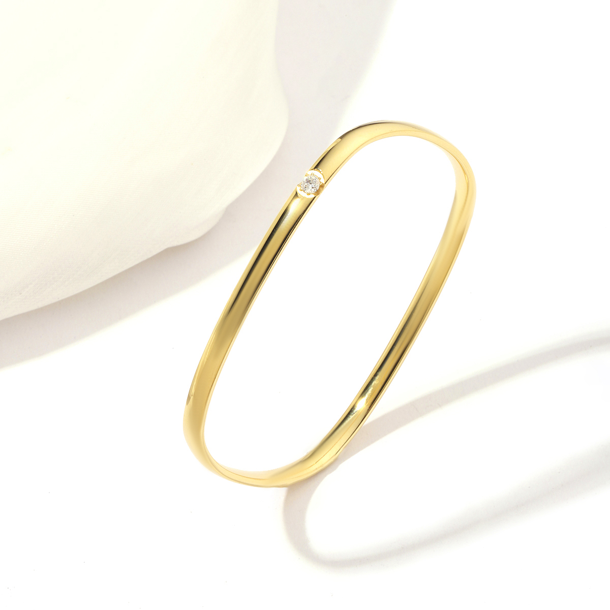 Stainless Steel 18K Gold Plated Simple Style Polishing Plating Sun Bangle display picture 1