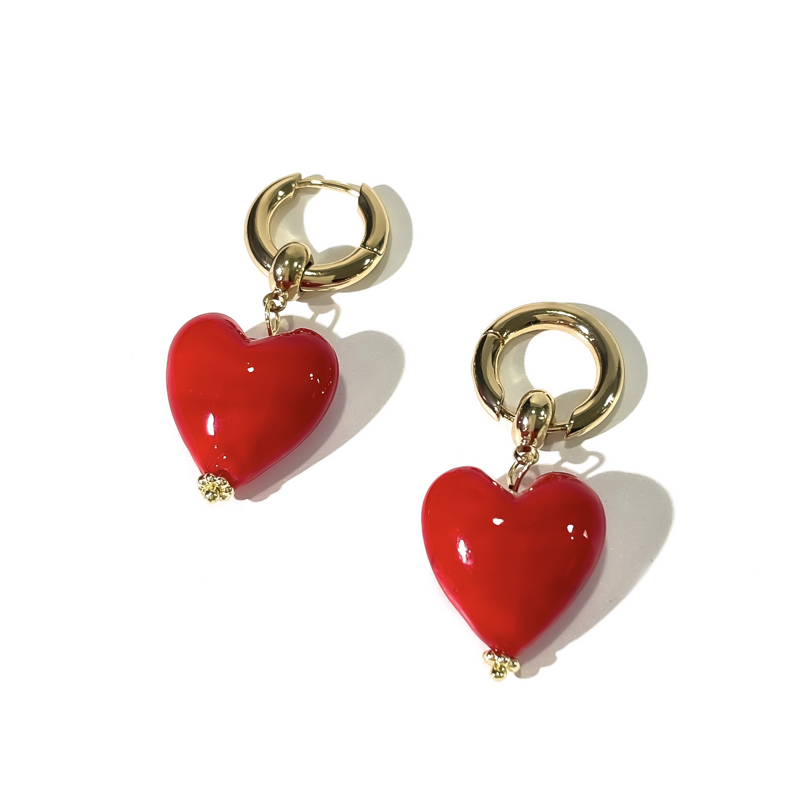 1 Pair Sexy Sweet Heart Shape Copper 14K Gold Plated Drop Earrings display picture 7