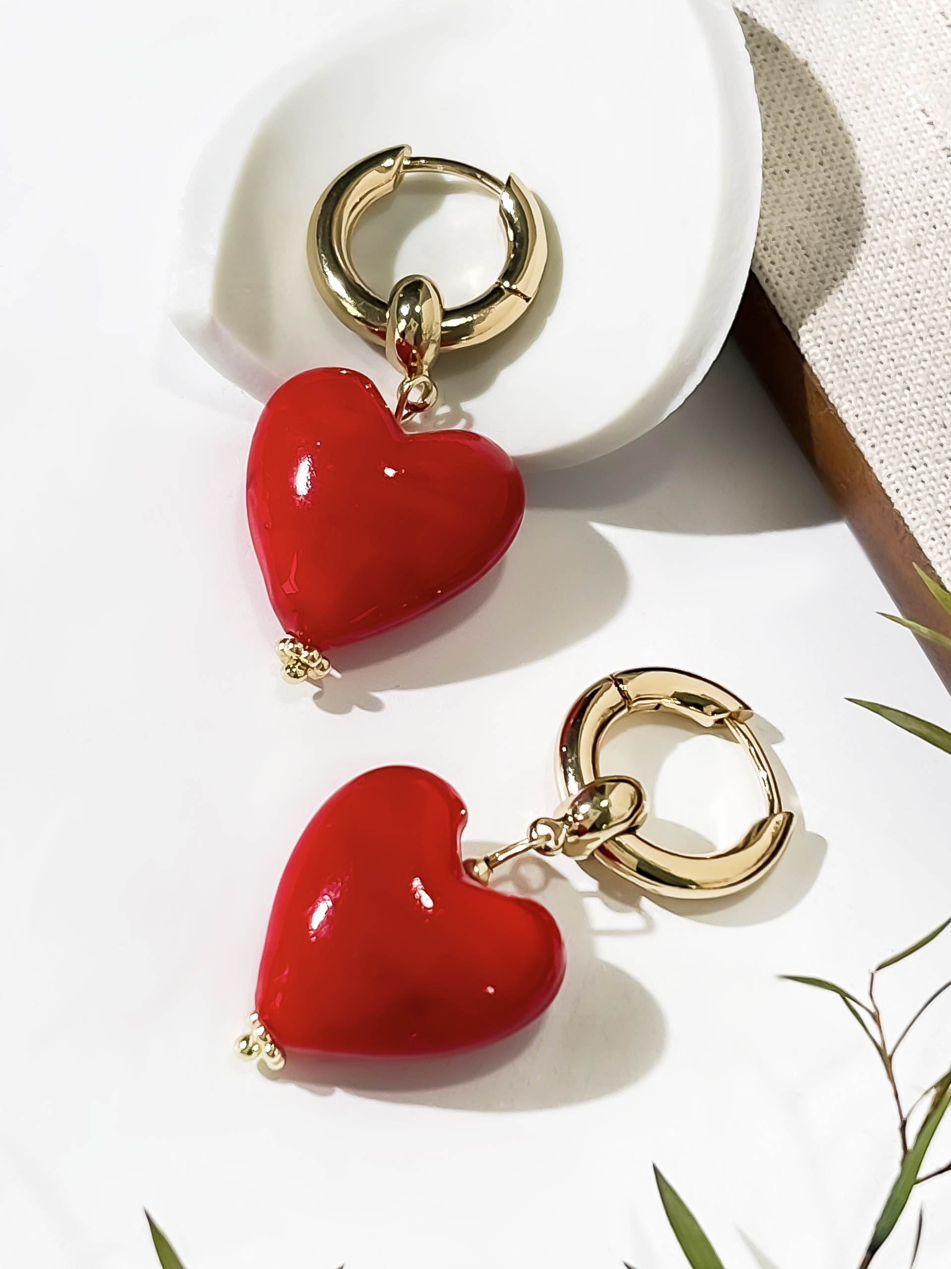 1 Pair Sexy Sweet Heart Shape Copper 14K Gold Plated Drop Earrings display picture 5