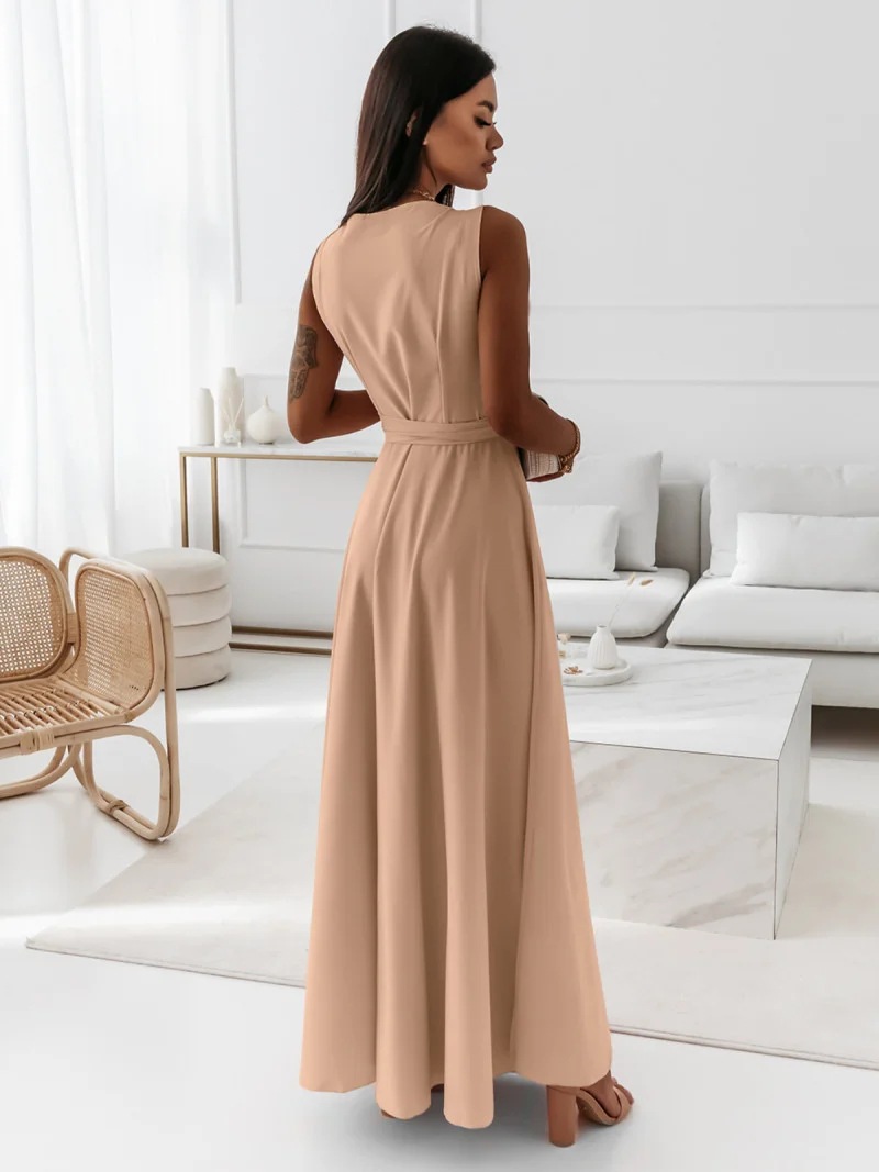 Women's Party Dress Elegant V Neck Sleeveless Solid Color Maxi Long Dress Daily display picture 1