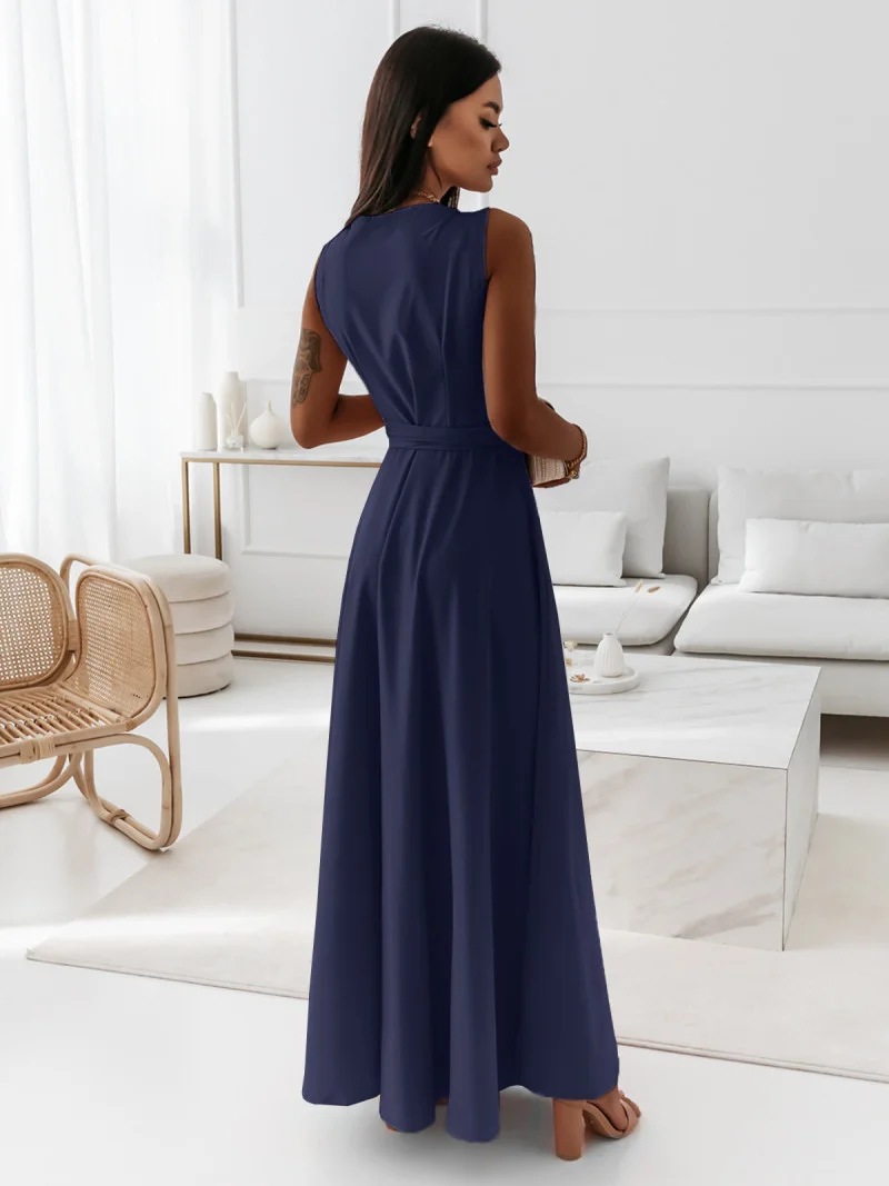 Women's Party Dress Elegant V Neck Sleeveless Solid Color Maxi Long Dress Daily display picture 22