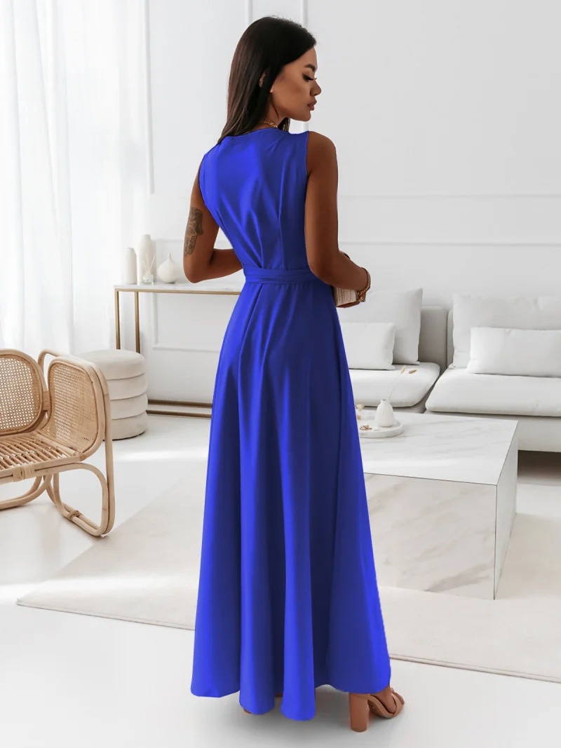 Women's Party Dress Elegant V Neck Sleeveless Solid Color Maxi Long Dress Daily display picture 25