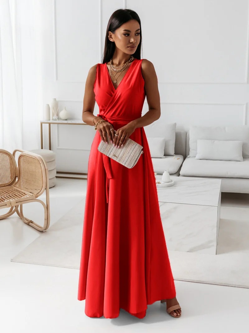 Women's Party Dress Elegant V Neck Sleeveless Solid Color Maxi Long Dress Daily display picture 23