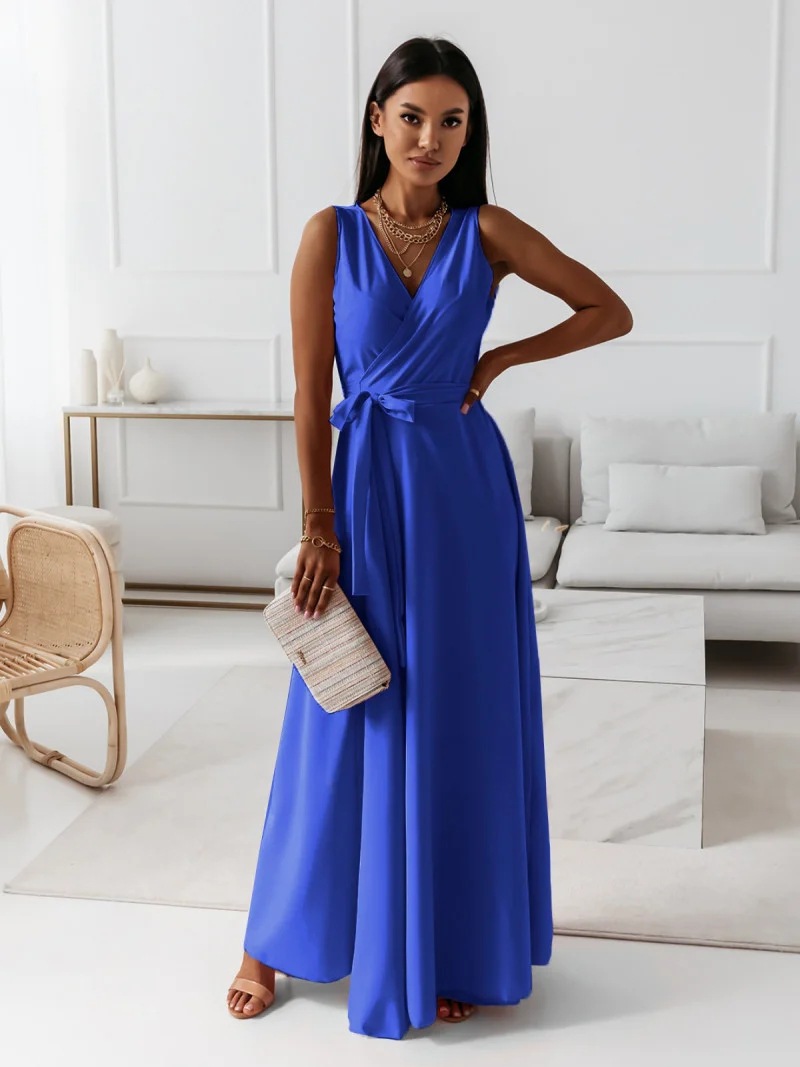 Women's Party Dress Elegant V Neck Sleeveless Solid Color Maxi Long Dress Daily display picture 24