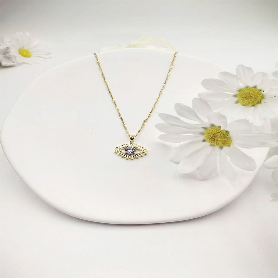 Stainless Steel Glam Exaggerated Eye Inlay Artificial Diamond Pendant Necklace display picture 3