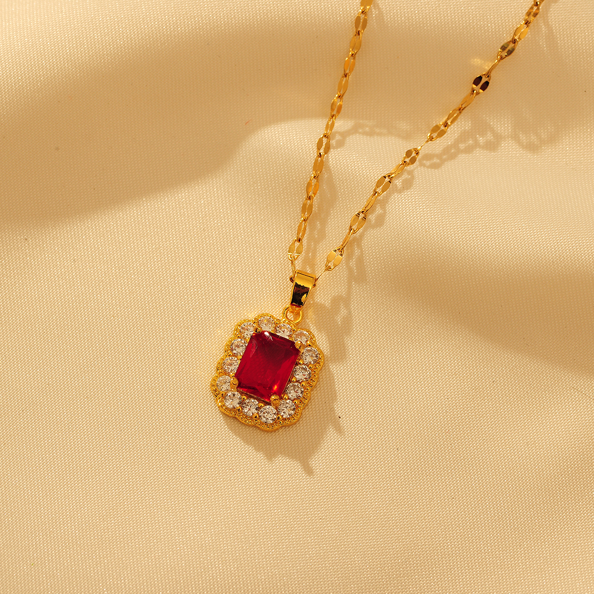 Kupfer 18 Karat Vergoldet Elegant Einfacher Stil Inlay Quadrat Achat Halskette Mit Anhänger display picture 7