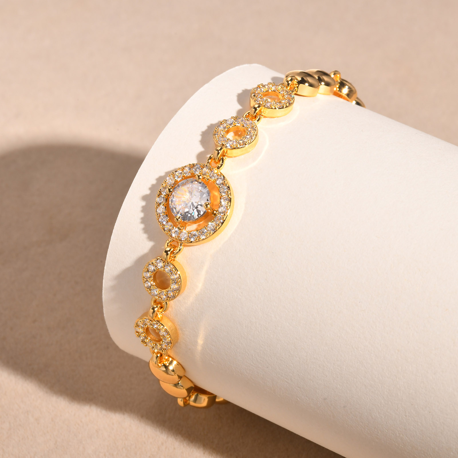 Copper 18K Gold Plated Elegant Shiny Inlay Flower Snake Zircon Bracelets display picture 23