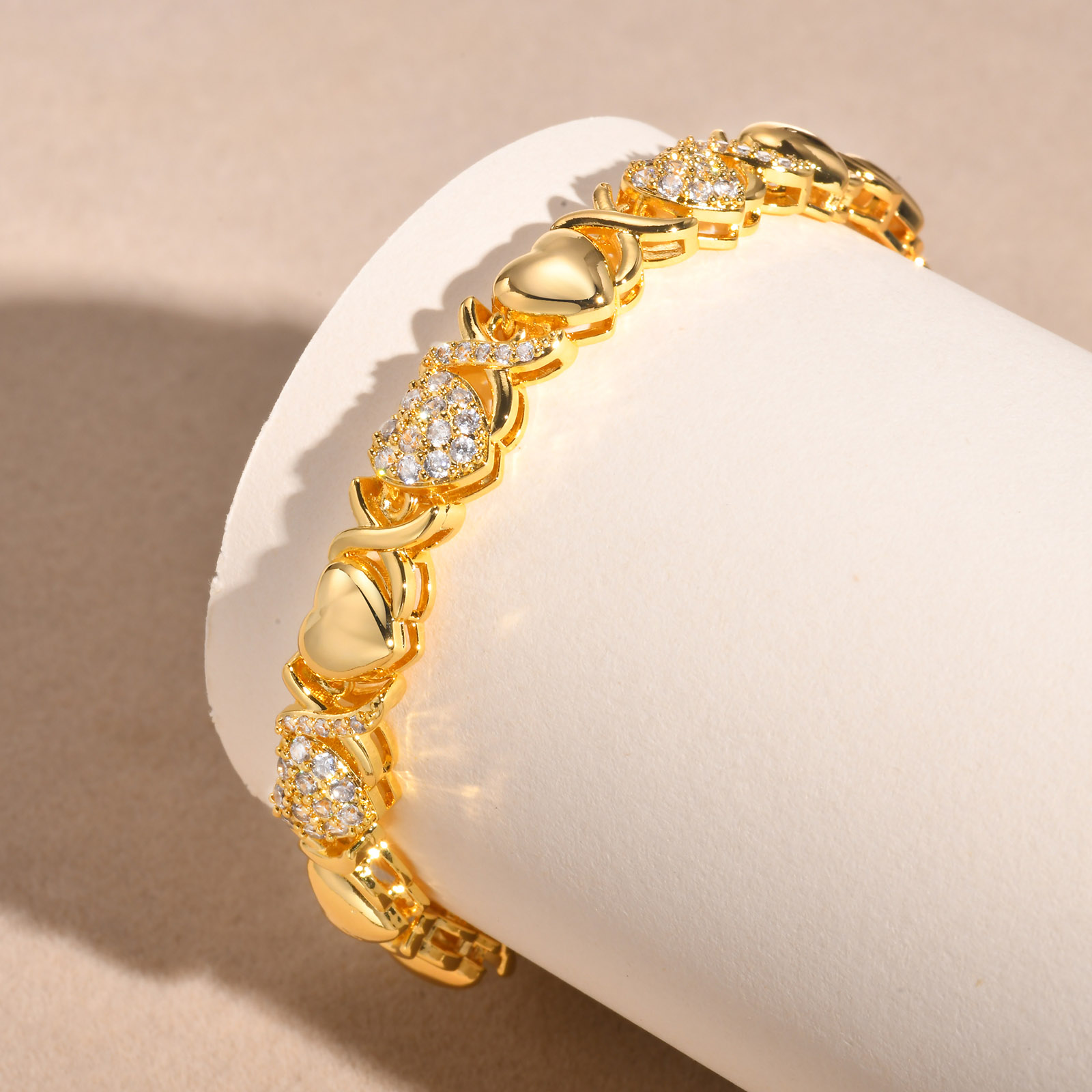 Cobre Chapados en oro de 18k Elegante Brillante Embutido Flor Serpiente Circón Pulsera display picture 1