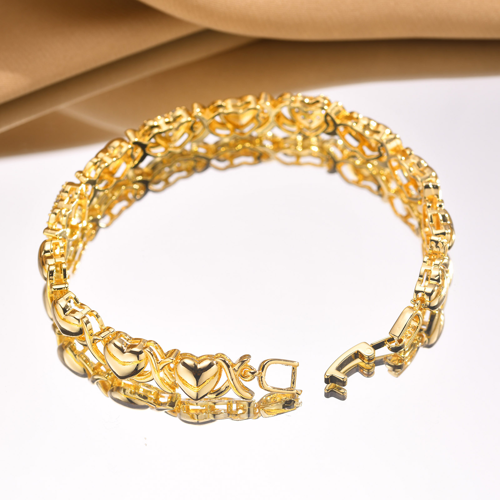 Cobre Chapados en oro de 18k Elegante Brillante Embutido Flor Serpiente Circón Pulsera display picture 3